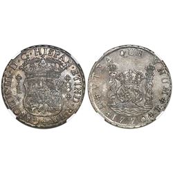 Potosi, Bolivia, pillar 8 reales, Charles III, 1770JR, with dot after king's name, NGC AU details / 