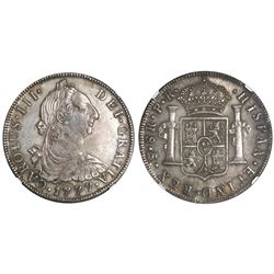 Potosi, Bolivia, bust 8 reales, Charles III, 1777PR, NGC AU 55.