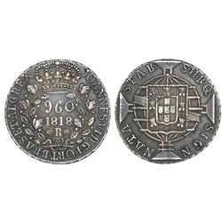 Brazil (Rio mint), 960 reis, Joao VI, 1818-R, struck over an Argentina (River Plate Provinces), 8 so