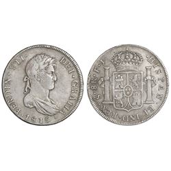 Santiago, Chile, bust 8 reales, Ferdinand VII, 1815FJ.