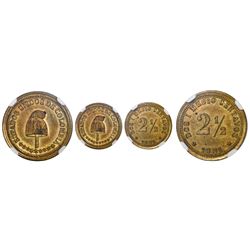 Colombia (struck at the Waterbury mint, Connecticut), brass pattern 2-1/2 centavos, 1881, flat base