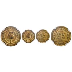 Colombia (struck at the Waterbury mint, Connecticut), brass pattern 2-1/2 centavos, 1881, flat base 