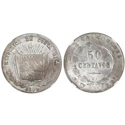 Costa Rica, 50 centavos, 1890/80GW, NGC XF 45, ex-Richard Stuart (stated on label).