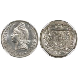 Dominican Republic, copper-nickel 5 centavos, 1939, rare key date, NGC MS 65.