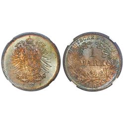 Stuttgart, Germany, 1 mark, 1886-F, NGC MS 65.