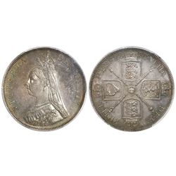Great Britain (London, England), double florin, 1887, Victoria, Arabic 1, PCGS MS63.