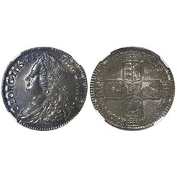 Great Britain (London, England), half crown, George II, 1745, with LIMA below bust, NGC AU 55.