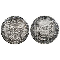 Guatemala, pillar 4 reales, Ferdinand VI, 1755J, large J.