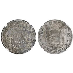Guatemala, pillar 4 reales, Charles III, 1768P, NGC VF 25, ex-Richard Stuart (stated on label).