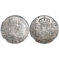Guatemala, bust 8 reales, Ferdinand VII, 1819M, NGC AU 58.