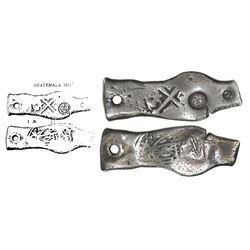 Guatemala, 8 reales, sun-over-mountains countermark (Type II, 1839) on cross side of a Mexico City,