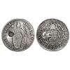 Image 1 : Guatemala, 8 reales, sun-over-mountains countermark (Type II, 1839) on Liberty side of a Lima, Peru,