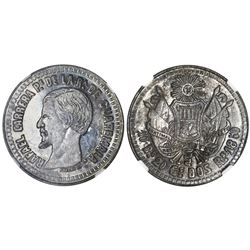 Guatemala, 2 reales, 1859, Carrera, NGC MS 62, finest known in NGC census, ex-Richard Stuart (stated