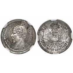 Guatemala, 1/2 real, 1859, NGC MS 63, no L or R, KM Plate Coin (stated on label).