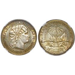 Haiti, 1 gourde, 1881, NGC AU 58.