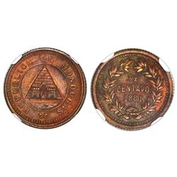 Honduras, bronze 1/2 centavo, 1881, rare, NGC MS 63 BN, finest known in NGC census, ex-Whittier (sta