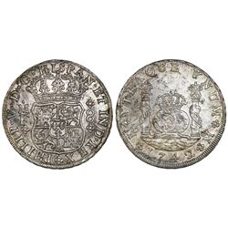 Mexico City, Mexico, pillar 8 reales, Philip V, 1742/1MF.