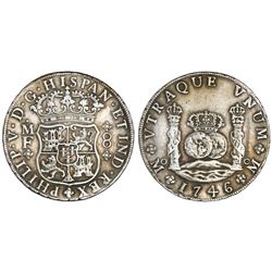 Mexico City, Mexico, pillar 8 reales, Philip V, 1746MF.