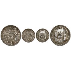Mexico City, Mexico, pillar 1 real, Philip V, 1739MF, recut 39 in date, H/E in king's name, rare.