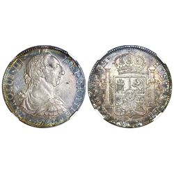 Mexico City, Mexico, bust 8 reales, Charles III, 1785FM, NGC AU 55.