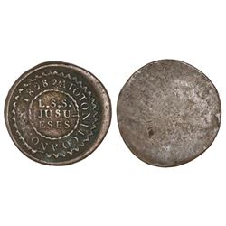 Atotonilco, Guadalajara, Mexico, copper uniface hacienda token, 1808, very scarce.