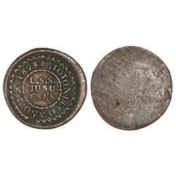 Atotonilco, Guadalajara, Mexico, copper uniface hacienda token, 1808, very scarce.