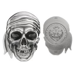 Palau (struck by Coin Invest Trust), $5, 2017, 3-D pirate skull with bandanna, antique finish, PCGS 