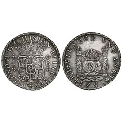 Lima, Peru, pillar 8 reales, Ferdinand VI, 1753J.