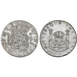 Lima, Peru, pillar 8 reales, Charles III, 1771JM, dot over left mintmark only.