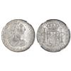 Image 1 : Lima, Peru, bust 8 reales, Charles III, 1777MJ, NGC AU 58.