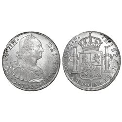 Lima, Peru, bust 8 reales, Charles IV, 1808JP.