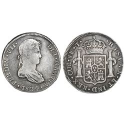 Cuzco, Peru, bust 8 reales, Ferdinand VII, 1824/3T, rare.