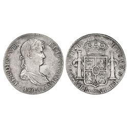 Cuzco, Peru, bust 8 reales, Ferdinand VII, 1824T.