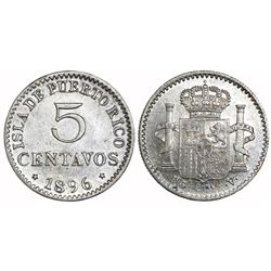 Puerto Rico (under Spain), 5 centavos, 1896-PGV.