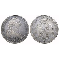 Madrid, Spain, bust 8 reales, Charles III, 1773PJ.