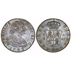 Madrid, Spain, bust 4 reales, Charles IV, 1793MF.