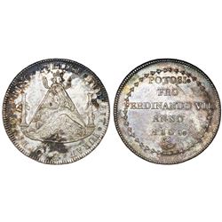 Potosi, Bolivia, 8 reales-sized silver proclamation medal, Ferdinand VII, 1808, ex-Cotoca.