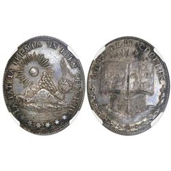 Potosi, Bolivia, oval silver medal, Santa Cruz (1829-39), patriotic military award, NGC MS 64, ex-Co