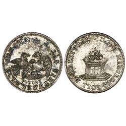 Potosi, Bolivia, 1 sol-sized silver medal, no date (1848), President Ballivian and Wife, NGC MS 62, 