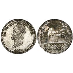 Potosi, Bolivia, 1 sol-sized silver medal, 1852, General Belzu, NGC AU 55, ex-Cotoca Collection.