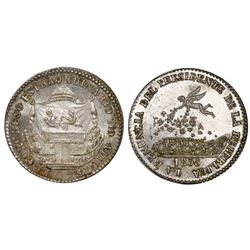 Potosi, Bolivia, 2 soles-sized silver proclamation medal, 1855, Congress / resignation of Belzu, NGC