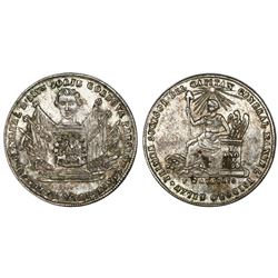 Bolivia, 2 soles-sized silver medal, 1855, Jorge Cordova, NGC AU 55, ex-Cotoca Collection.