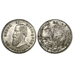Potosi, Bolivia, 1/20 boliviano-sized silver proclamation medal, 1865, Hero of December, NGC MS 63,