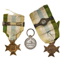 Lot of three Brazil military medals, War of the Triple Alliance: silver "Uruguayana," 1865; star cro