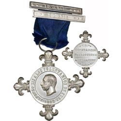 Cuba, silver medal, 1882, Alfonso XII, Volunteers, with fleurs at four points and loop at top attach