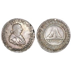 El Salvador, silver 2 reales-sized proclamation medal, Ferdinand VII, 1808.