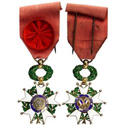 France, gilt and enameled star cross officer's decoration with original ribbon and rosette, ca. 1890