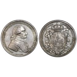 Zacatecas, Mexico, silver proclamation medal, Charles IV, no date (1789), NGC MS 63.