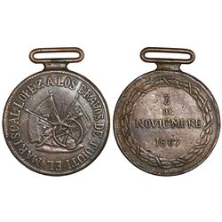 Paraguay, bronze military medal, 1867, Battle of Tuyuti.