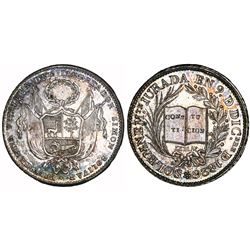 Lima, Peru, silver medal, 1826, lifetime presidency of Bolivar and invocation of Constitution, NGC M